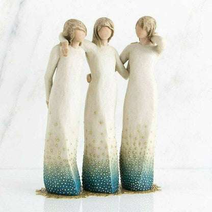 Resin Sister Figurine Statue - Handcrafted Bond of Friendship Decor for Home Shelf Display