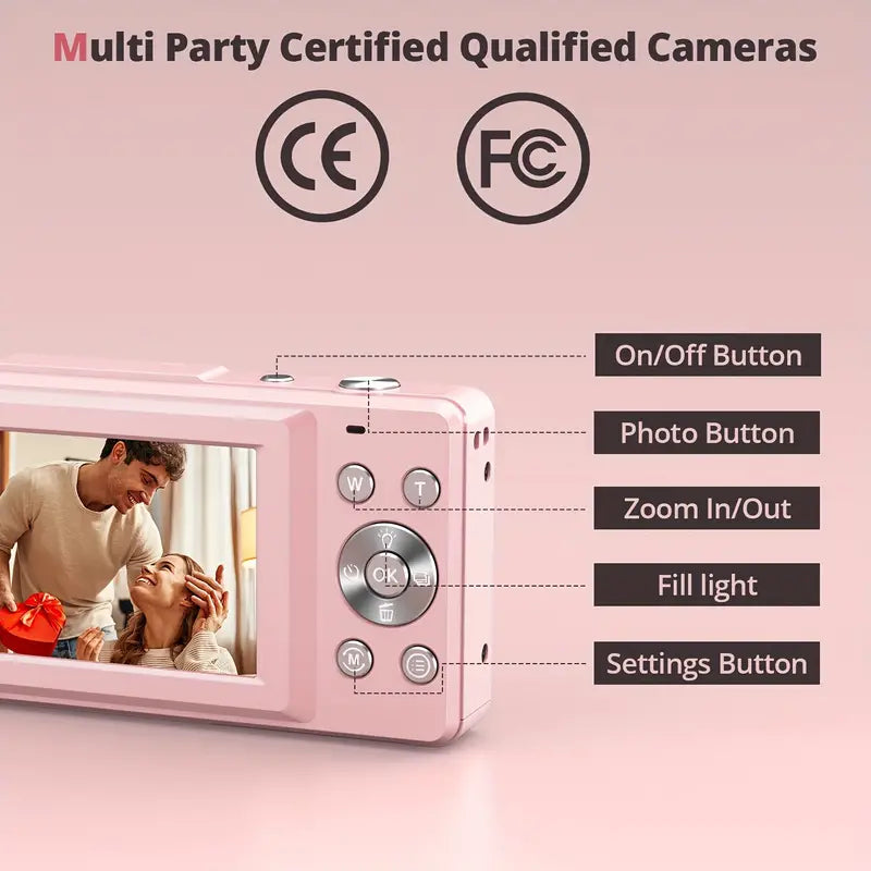 Retro Point-and-Shoot Camera with 1080p Recording & Large Display Screen for Snapshots, Events, Vacations