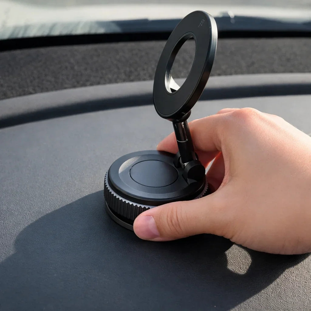 Car Dashboard Cell Phone Mount with 360° Rotation and Vacuum-Lock Base for iPhone & Android | Hands-Free Windshield Holder
