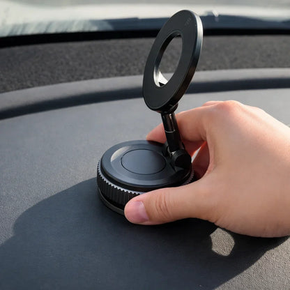 Car Dashboard Cell Phone Mount with 360° Rotation and Vacuum-Lock Base for iPhone & Android | Hands-Free Windshield Holder