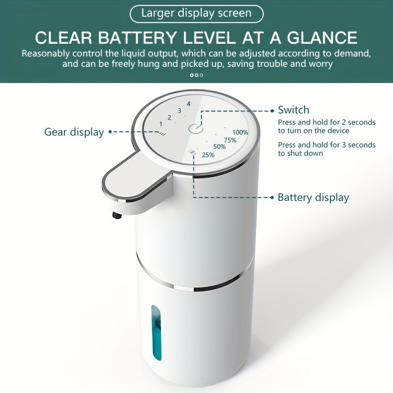 USB Rechargeable Hands-Free Foam Dispenser with Motion Sensor for Sink Counter Kitchen Bath | 13 fl oz Wall-Mount Hygiene Station for Modern