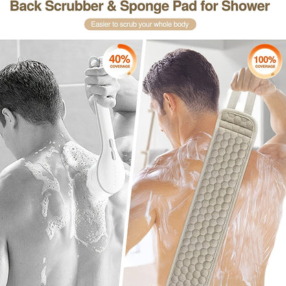 Back Scrubber with Textured Honeycomb Exfoliating Surface for Shower & Bath