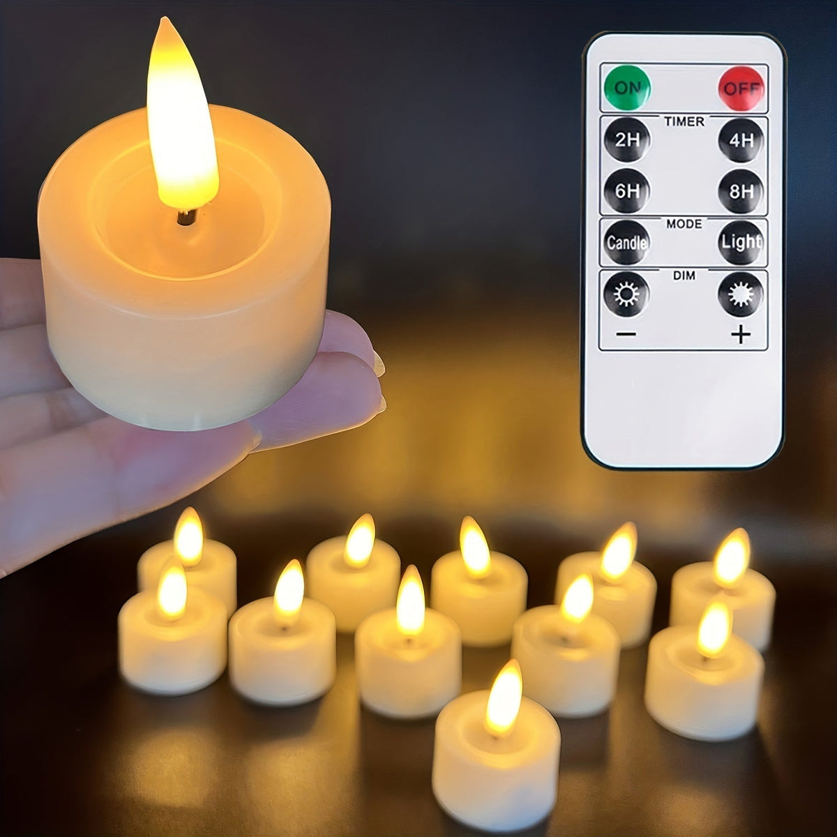 Flickering LED Flameless Tea Lights with Remote Control & Auto-Off Timer for Home Decor