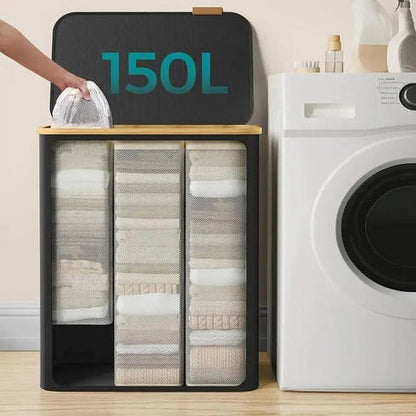 150L Laundry Basket with Lid | Contemporary Design