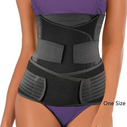Postpartum Recovery Belly Wrap 3-Piece Support System for Abdomen Waist & Pelvis After Delivery Adjustable Compression Band for C-Section