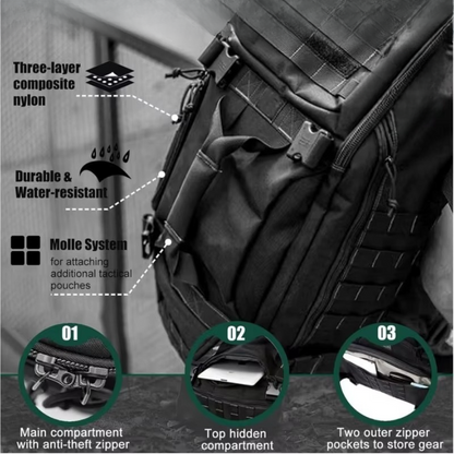 Tactical Backpack | Large Capacity Waterproof Travel Backpack with Ergonomic Support for Outdoor Adventures