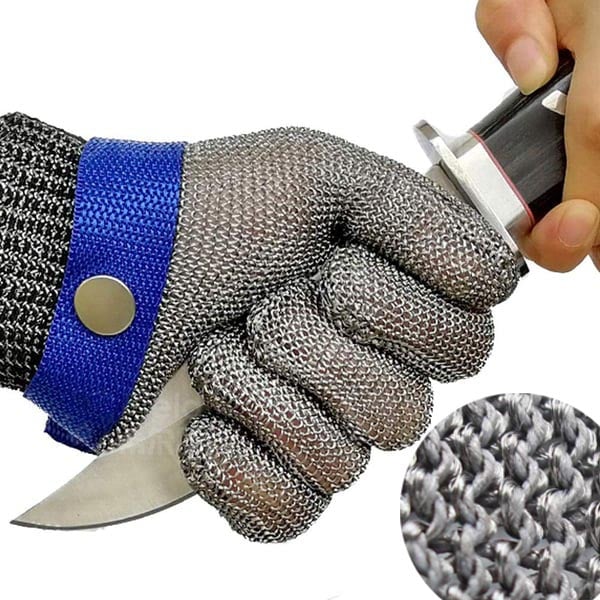 Food Safe Cut-Resistant Glove Made of Stainless Steel Mesh