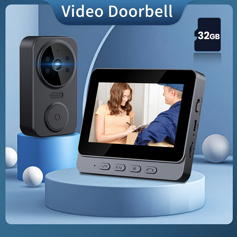 HD Camera Wireless Doorbell with 4.3 Inch Indoor Display