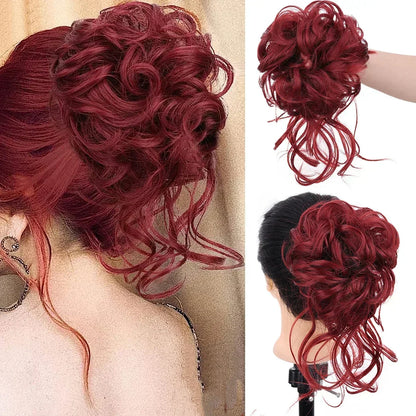 Curly Hair Bun Extension for Natural Volume - Clip-In Style