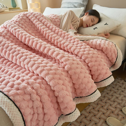 Reversible Plush Throw Blanket - Ultra Soft Coral Fleece - Queen & Full Size - Lightweight Polyester - Cozy Cover for Couch Sofa Bed