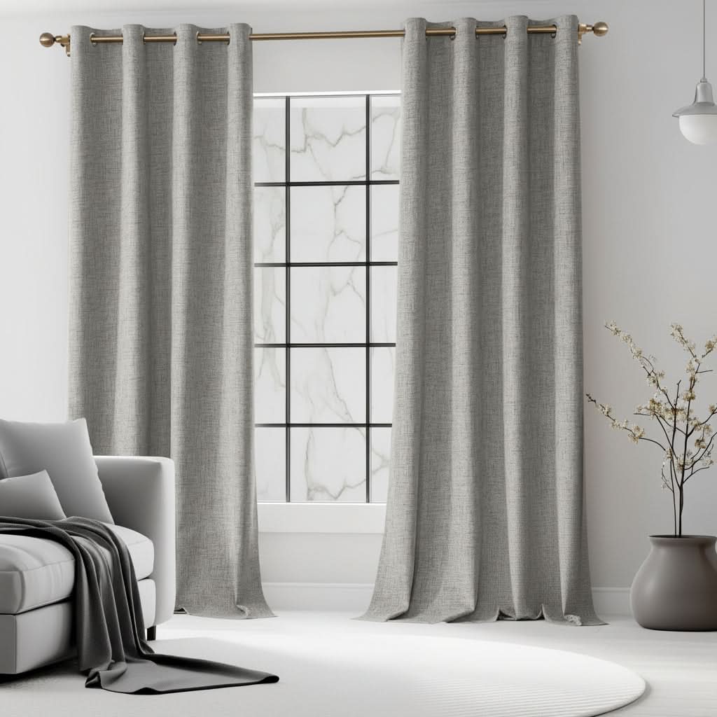 BURLAPLIVA – Blackout Textured Curtains for Elegant Living Rooms