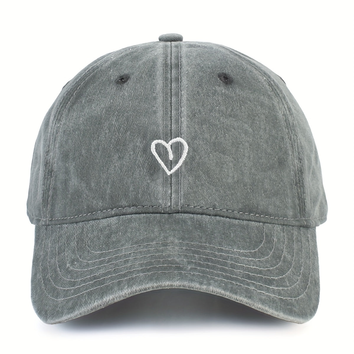 Embroidered Heart Baseball Cap for Women Adjustable Vintage Washed Cotton Dad Hat Summer