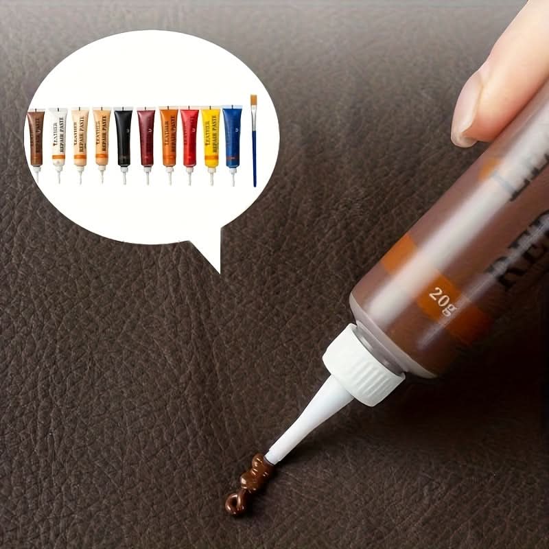 Leather & Vinyl Repair Kit for Couches, Car Interiors & Upholstery – 12 Color Options for Furniture Touch-Ups
