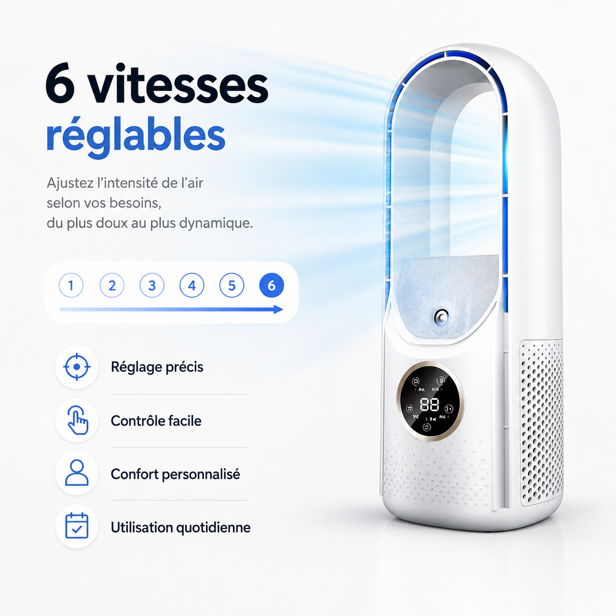 Portable USB Air Cooler Fan with Humidifier & Filter – 6-Speed Personal Desktop Cooling Fan for Home Office Travel Camping – Quiet