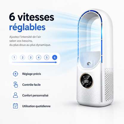 Portable USB Air Cooler Fan with Humidifier & Filter – 6-Speed Personal Desktop Cooling Fan for Home Office Travel Camping – Quiet