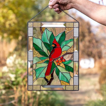 Stained Glass Window Cling Sun Catcher Panel for Indoor Outdoor Wall Decor, Acrylic Light Prism Art with Hummingbird Cardinal Butterfly