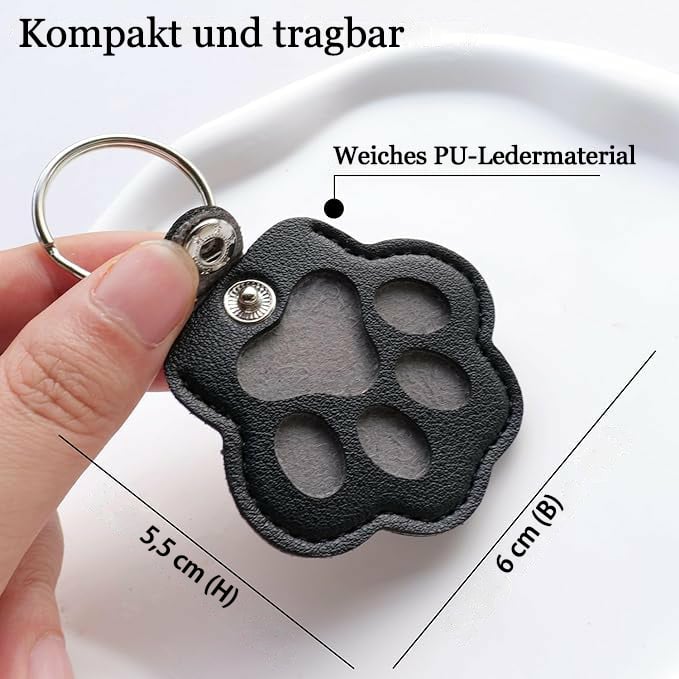 Pet Memorial Keychain with Hidden Keepsake Chamber – Leather Paw Print Charm for Dog & Cat Lovers