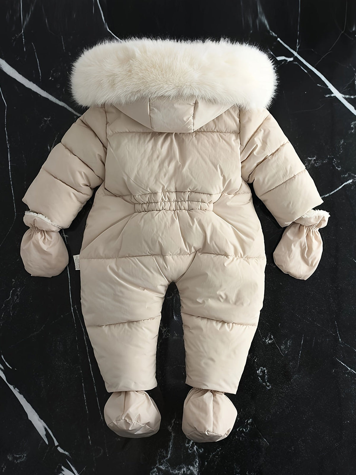 Hooded Infant Snowsuit with Quilted Insulation and Faux Fur Trim for Cold Weather Outdoor Adventures Baby Winter Bunting