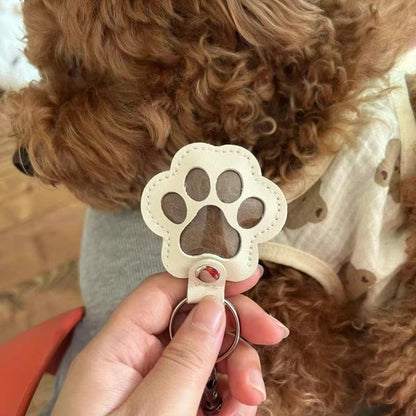 Pet Memorial Keychain with Hidden Keepsake Chamber – Leather Paw Print Charm for Dog & Cat Lovers