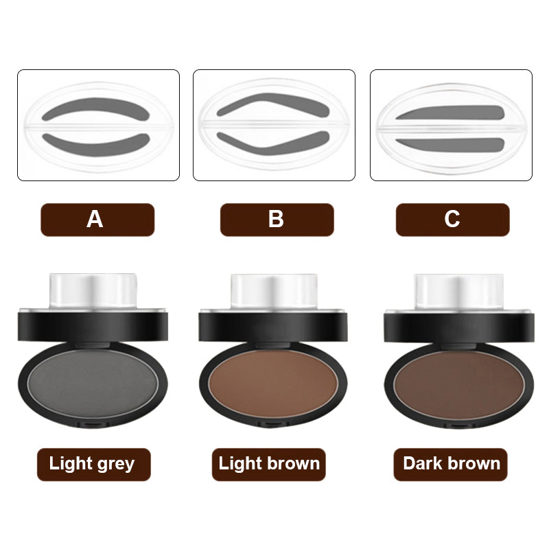 Eyebrow Stamp Kit Powder Stencil for Natural Arches Gray Brown Light Brown 3 Shapes Waterproof Long-Lasting Makeup