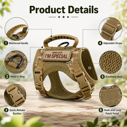 Ortekor Tactical Cat Harness with Leash for Outdoor Walks, Adjustable Escape-Resistant Vest for Cats