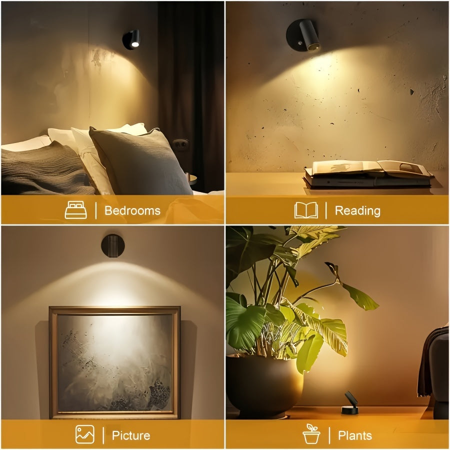 Rechargeable LED Accent Spotlight with Touch Dimmer for Artwork, Plants & Shelf Displays