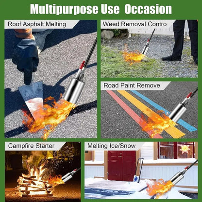 Handheld Flame Weeder with Self-Ignition System for Driveways Gardens & Patios Chemical-Free Vegetation Control 48-Inch Reach