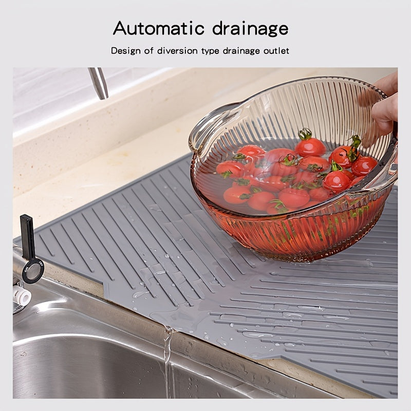 Silicone Drying Mat for Kitchen Counter – Heat Resistant, Non-Slip Dish Drainer Pad for Dishes, Glasses, Cookware | Dishwasher Safe