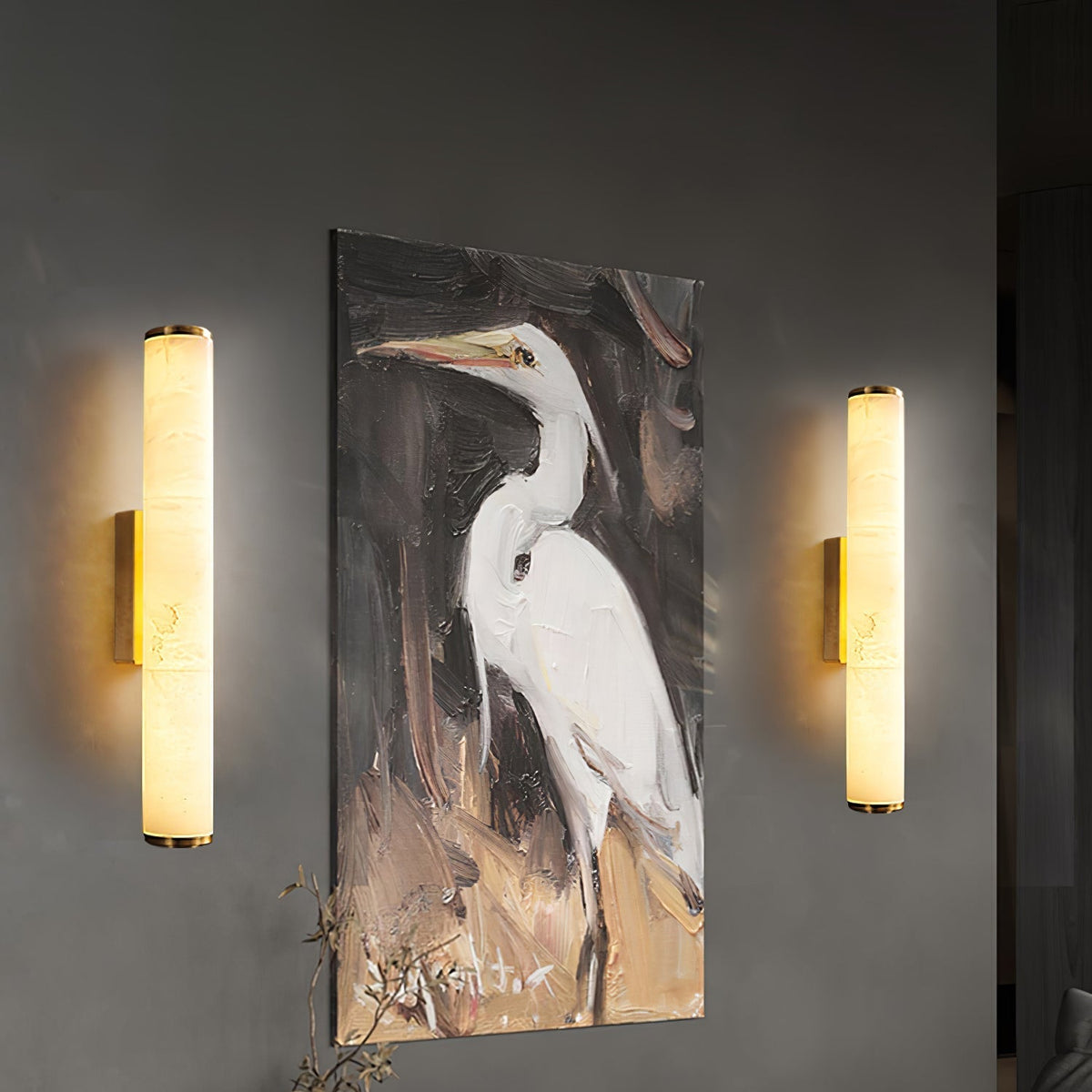 Vertical Stone & Metal Sconce with Soft LED Glow for Bedrooms, Hallways, and Living Rooms – Uplight Design to 31 Inches