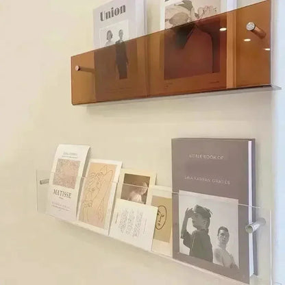 Vinyl Record Holder Wall Rack Magazine Organizer Shelf for Living Room Books Newspapers Home Office Storage Clear Acrylic Display Mount