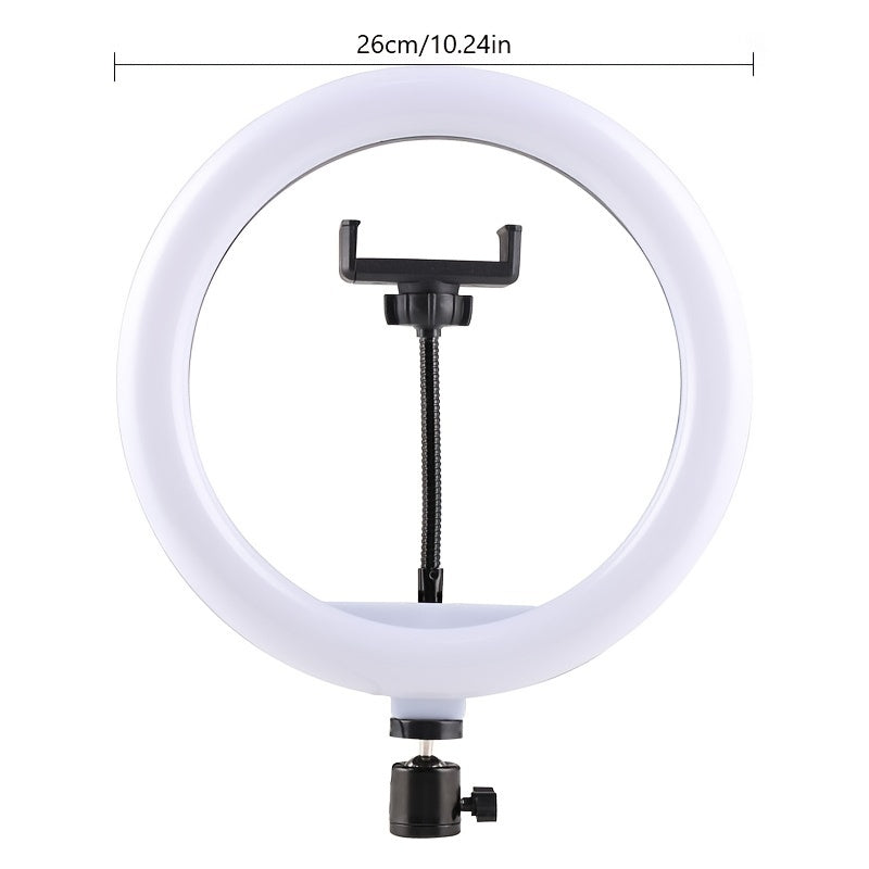 10-Inch Dimmable Ring Light with 22-Inch Tripod Stand and Phone Mount for Selfies, Video Recording, Streaming, Content Creation, Beauty