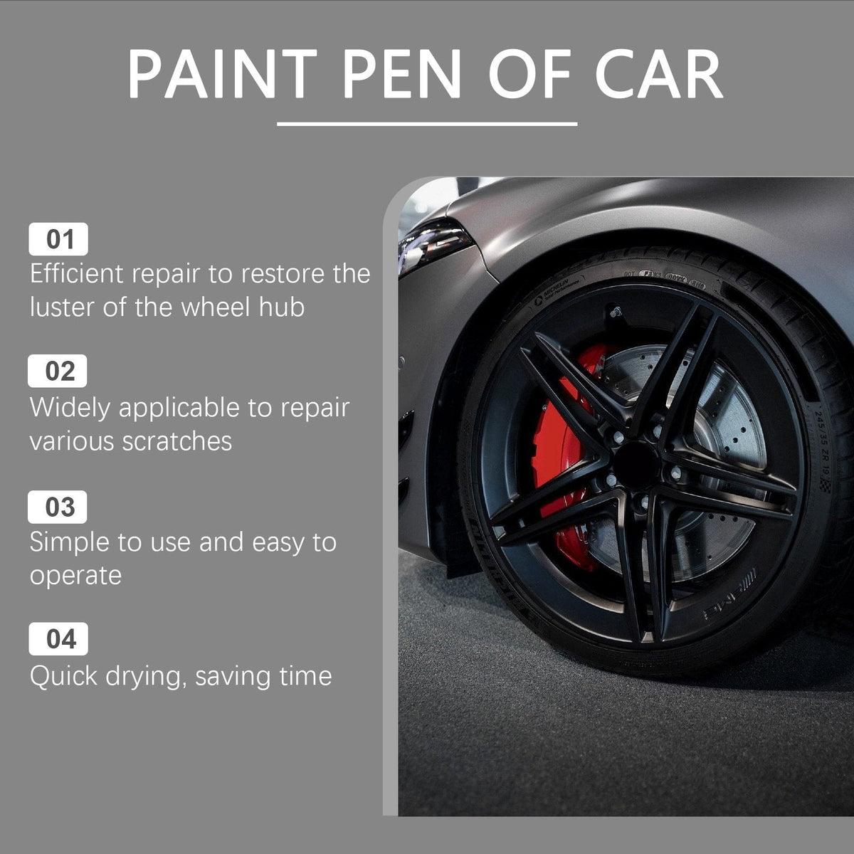 Wheel Touch-Up Paint Pen Set – 3-Pack Black Finish Scratch Repair for Rims & Alloys