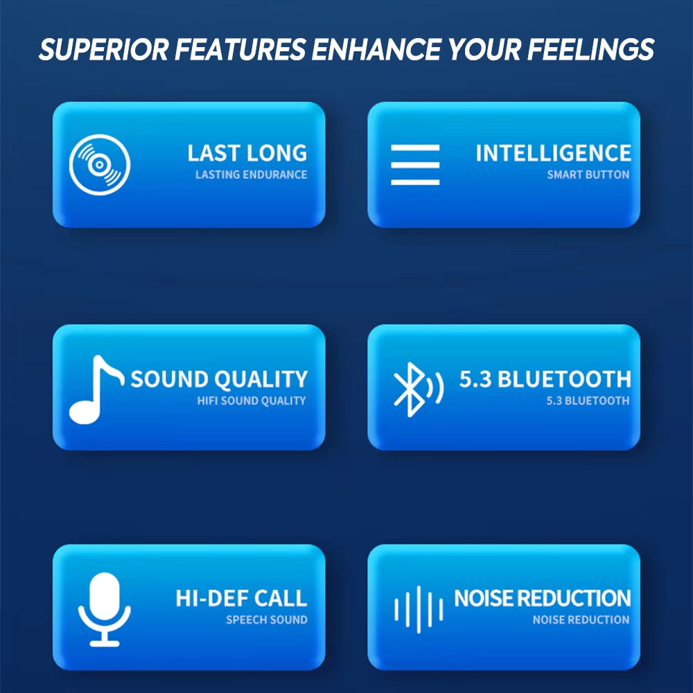 Wireless Sports Earbuds with Ear Hooks IPX7 Waterproof Bluetooth 5.3 Headphones 200-Hour Battery Life Running Gym Workout Fitness Earphones