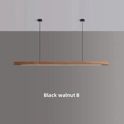 LED Wood Dining Room Fixture 47-Inch Linear Hanging Light Adjustable Height Island Chandelier Natural Pine Kitchen Suspended Lighting Modern