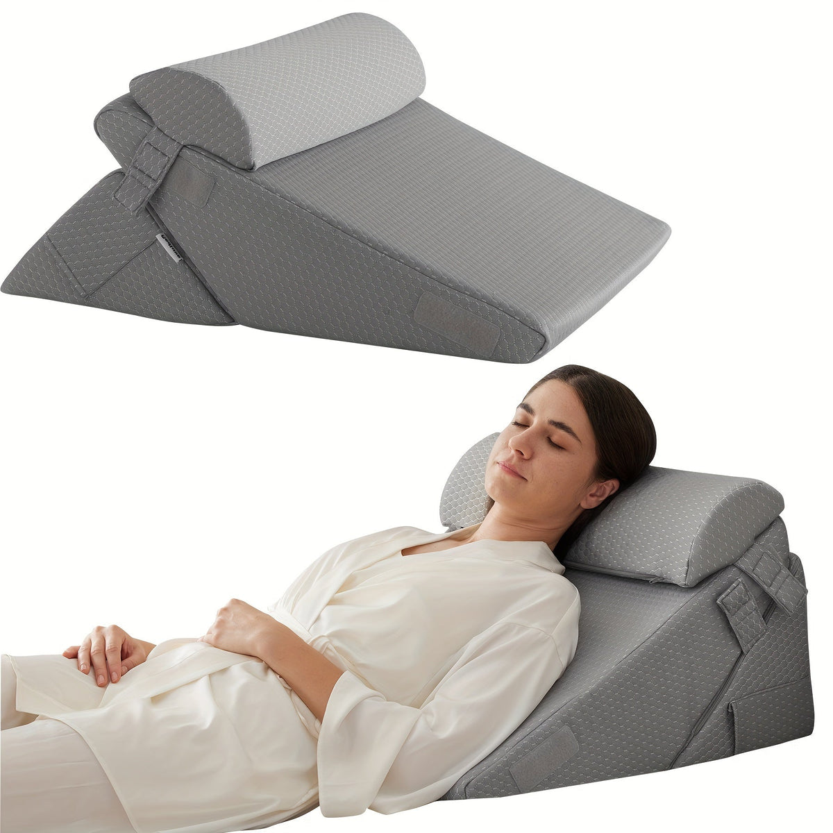 Adjustable Wedge Pillow for Bed – Leg, Back & Knee Support for Sleep & Recovery