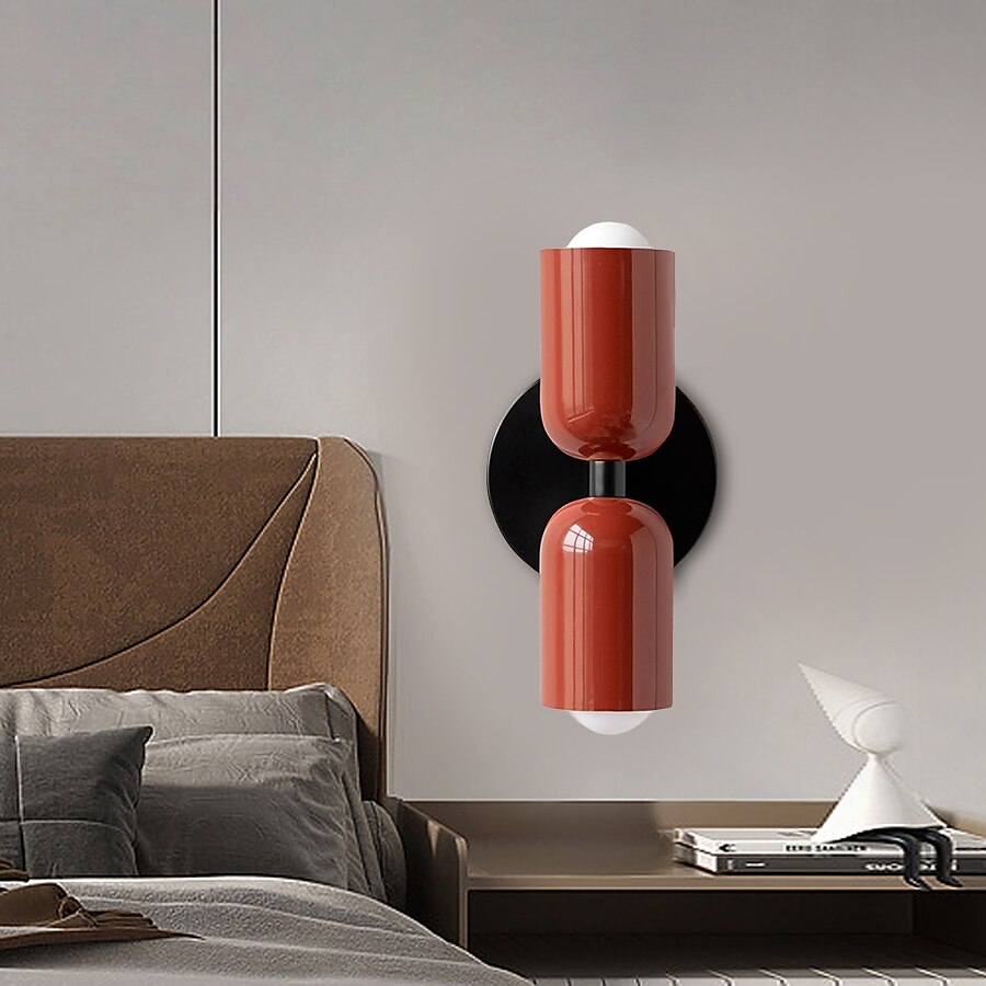 Two-Tone Glass Wall Sconce with Dual Light Uplight Downlight for Bedroom Living Room Hallway Modern Minimalist Home Accent Lighting