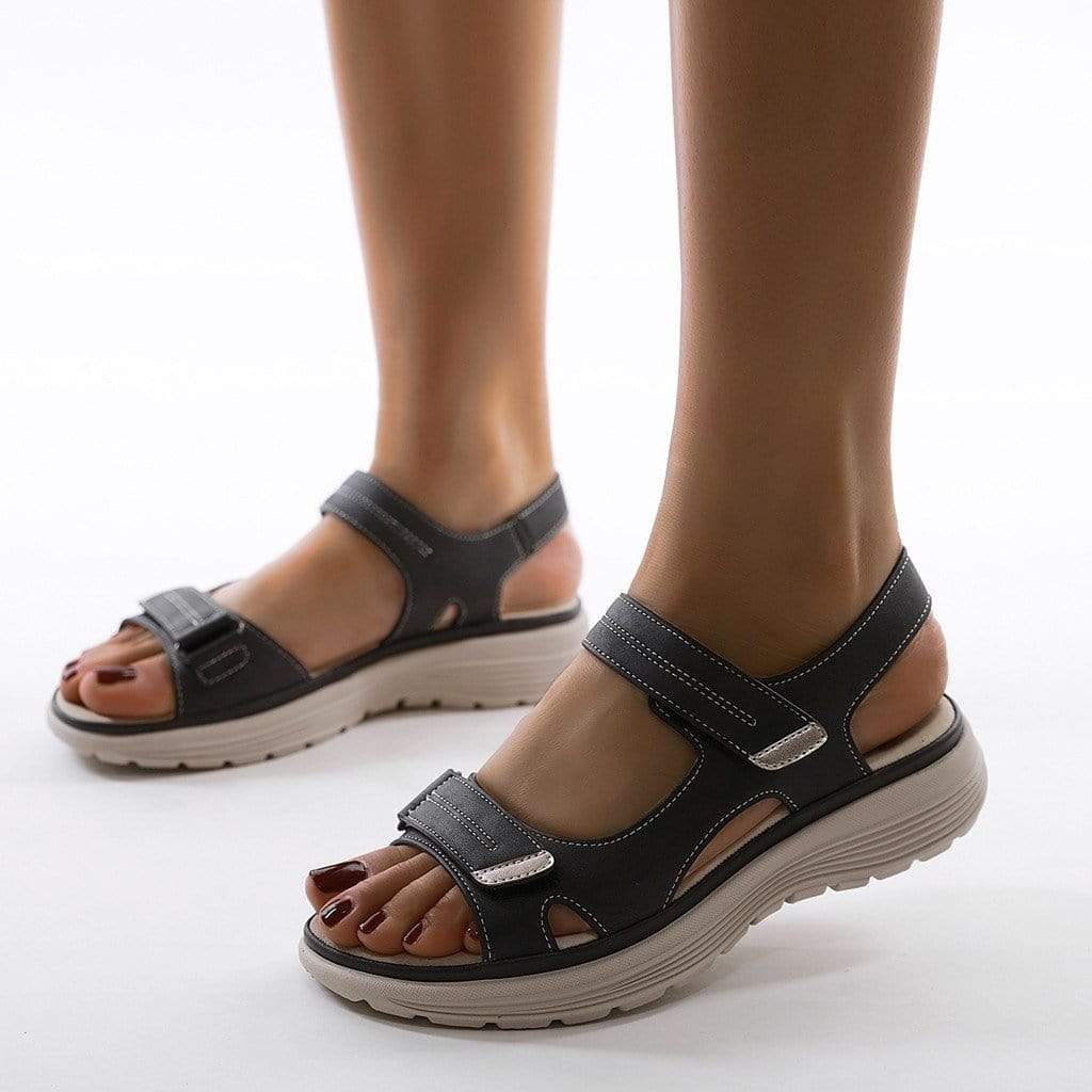 Women's Platform Sandals with Velcro Straps Open Toe Cushioned Footbed for All-Day Wear Summer Walking Shoes