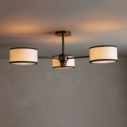 Fabric Drum Ceiling Light 36-Inch – Steel Flush Mount for Living Room, Bedroom, Entryway & Hallway