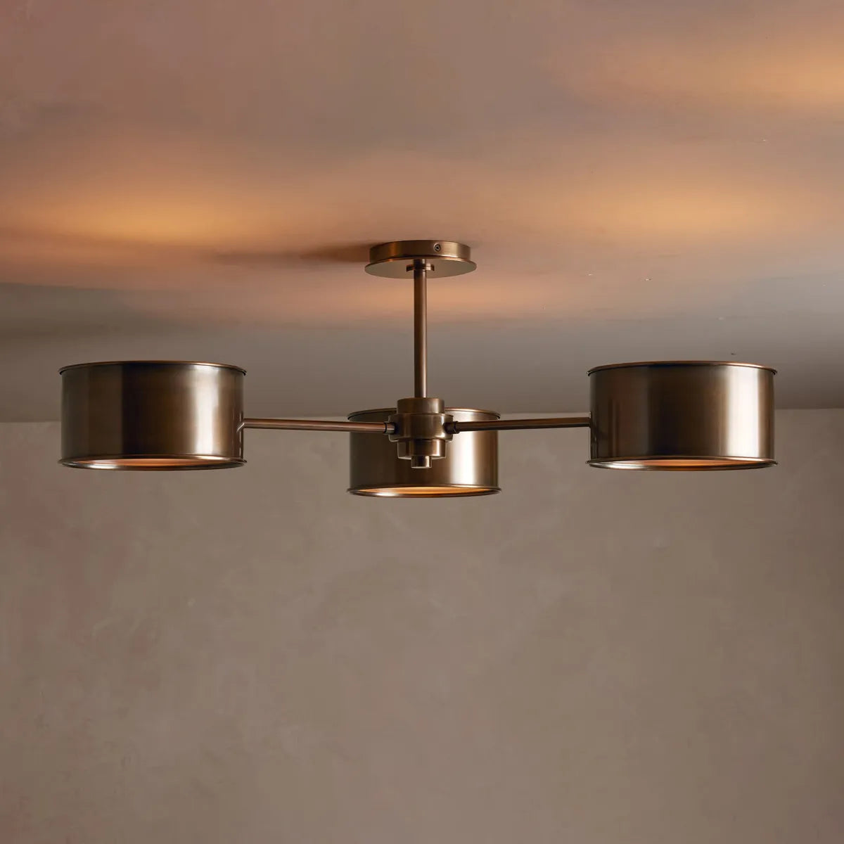 36-Inch Steel Ceiling Light with Diffused Shade for Living Room & Bedroom – French-Inspired Flush Mount Fixture