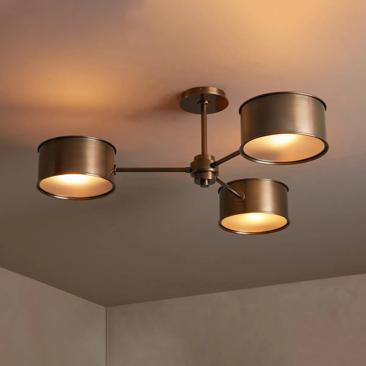 36-Inch Steel Ceiling Light with Diffused Shade for Living Room & Bedroom – French-Inspired Flush Mount Fixture