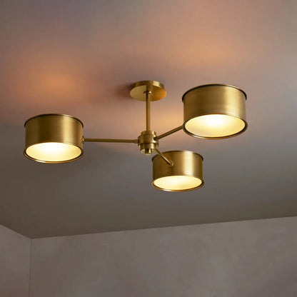 36-Inch Steel Ceiling Light with Diffused Shade for Living Room & Bedroom – French-Inspired Flush Mount Fixture