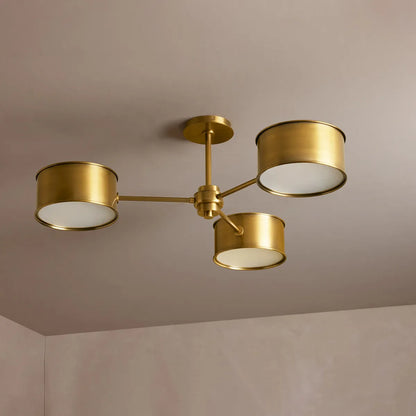 36-Inch Steel Ceiling Light with Diffused Shade for Living Room & Bedroom – French-Inspired Flush Mount Fixture