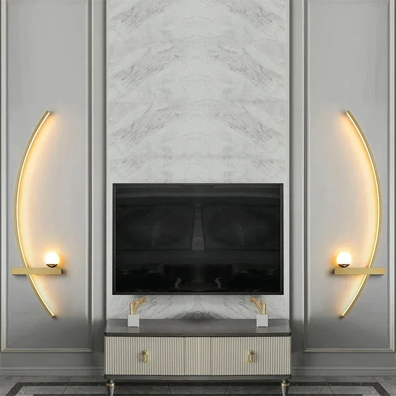 Curved LED Sconce Aluminum Arc Light for Bedroom Hallway Living Room Modern Accent Lighting Fixture Black Gold Finish Wall Mount Indoor Illu