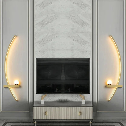 Curved LED Sconce Aluminum Arc Light for Bedroom Hallway Living Room Modern Accent Lighting Fixture Black Gold Finish Wall Mount Indoor Illu
