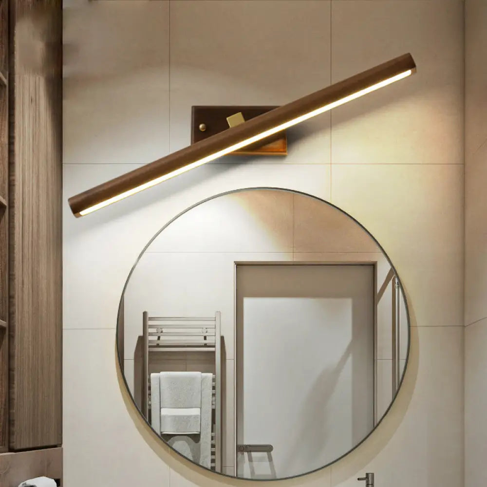 Linear Wood Vanity Light Fixture with LED & Acrylic Diffuser for Bathroom Mirror | Modern Sconce in Dark Walnut Finish