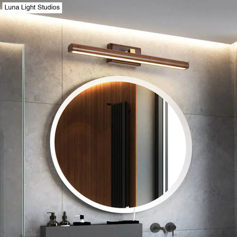 Linear Wood Vanity Light Fixture with LED & Acrylic Diffuser for Bathroom Mirror | Modern Sconce in Dark Walnut Finish