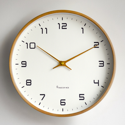 Silent Wood Wall Clock Quartz Movement 10 or 12 Inch Diameter Minimalist Home Decor Timepiece for Living Room Bedroom Office