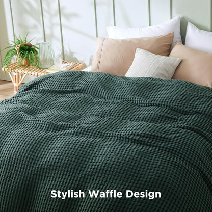Cotton Throw Blanket Cooling, Bamboo Cooling Blanket for Hot Sleepers, Lightweight Queen Size Blanket for Summer