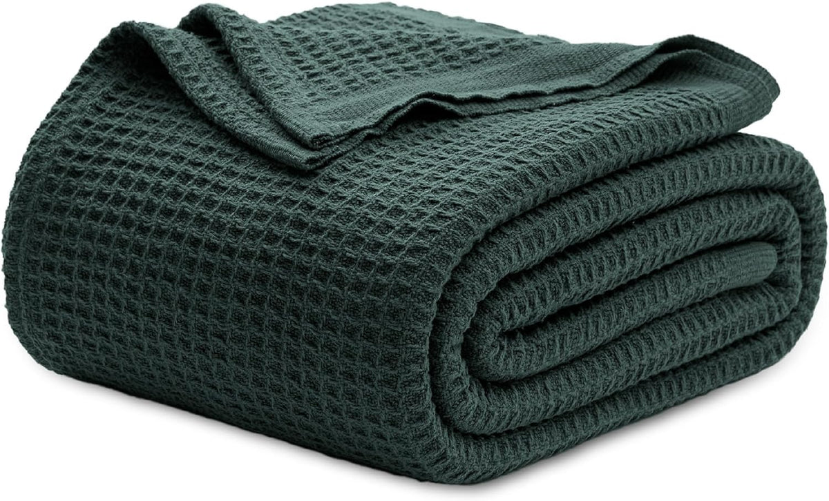 Cozy Haven | 100% Cotton Queen Blanket with Cooling Waffle Weave | Soft & Breathable for Summer Comfort