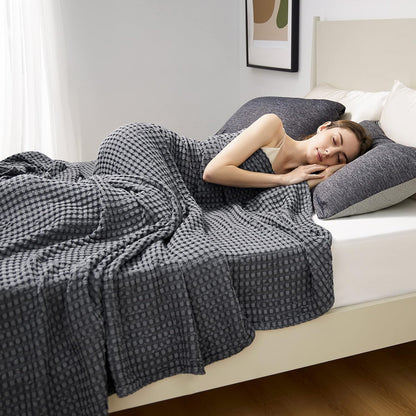 Cotton Throw Blanket Cooling, Bamboo Cooling Blanket for Hot Sleepers, Lightweight Queen Size Blanket for Summer
